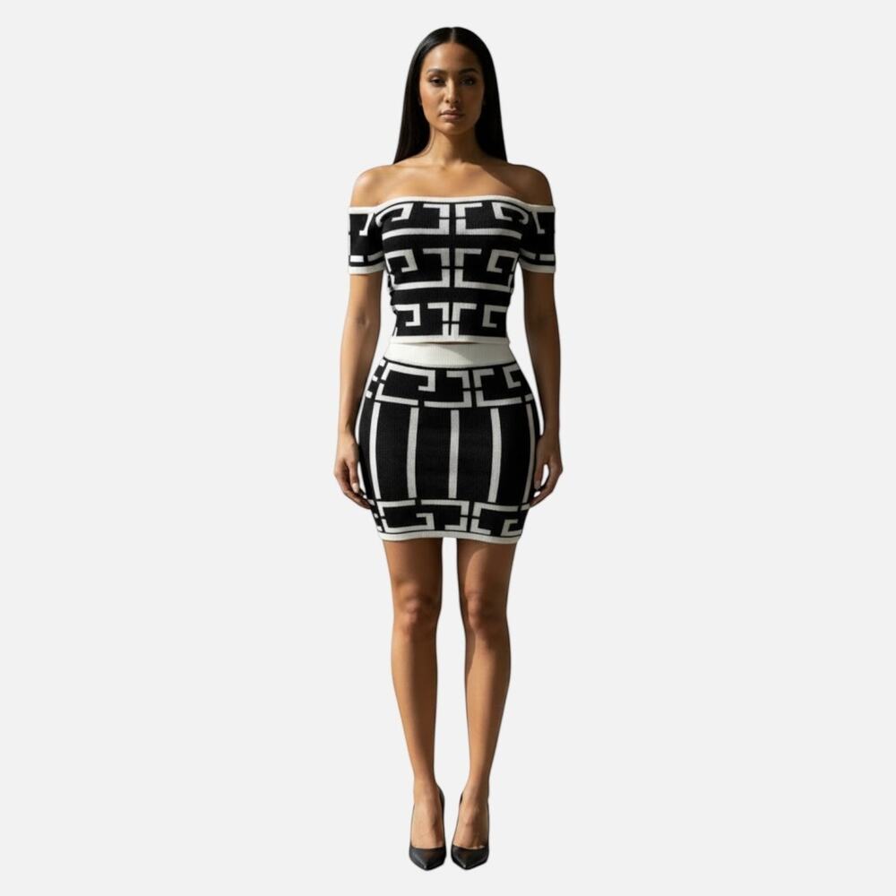 Off The Shoulder Geometric Print Set - Picture 4 of 9